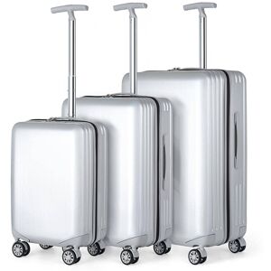 HIKOLAYAE Grand Creek Nested Hardside Luggage Set in Silver, 3 Piece - TSA Compliant