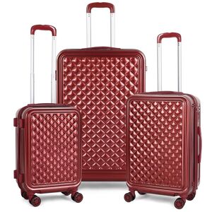 HIKOLAYAE Pocomoke Hill Nested Hardside Luggage Set in Maroon Red, 3 Piece - TSA Compliant