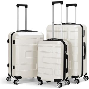 HIKOLAYAE 3 Piece Hardside Spinner Luggage Sets with TSA Lock, White