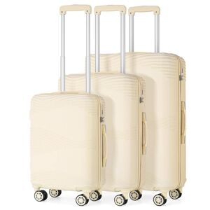 HIKOLAYAE Pocomoke Hill Nested Hardside Luggage Set in Beige, 3 Piece - TSA Compliant