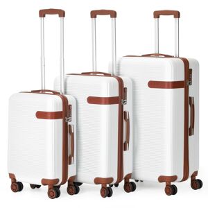 HIKOLAYAE Catalina Waves Nested Hardside Luggage Set in White, 3 Piece - TSA Compliant