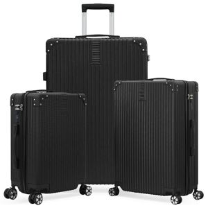 HIKOLAYAE Myrtle Springs Nested Hardside Luggage Set in Luxury Black, 3 Piece - TSA Compliant