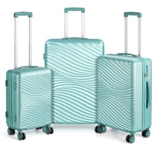 HIKOLAYAE Catalina Waves Nested Hardside Luggage Set in Elite Mint, 3 Piece - TSA Compliant