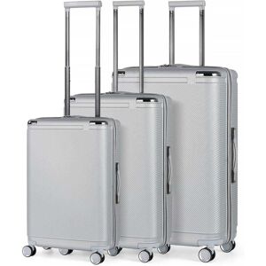 HIKOLAYAE Marathon Lakeside Nested Hardside Luggage Set in Shiny Silver, 3 Piece - TSA Compliant