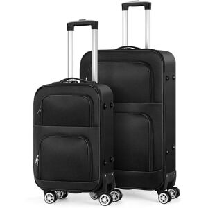 Oumilen 2-Piece Spinner Luggage Set Soft side (20 in.  28 in.) Black