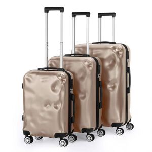 HIKOLAYAE 3 Piece Hardside Spinner Luggage Sets with TSA Lock, Champagne