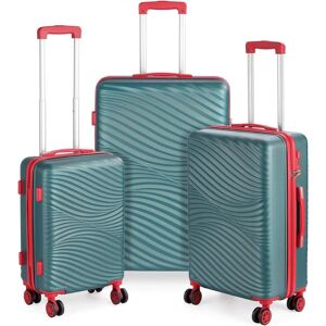 HIKOLAYAE Catalina Waves Nested Hardside Luggage Set in Sea Green, 3 Piece - TSA Compliant