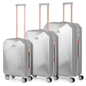 HIKOLAYAE Pleasant View Nested Hardside Luggage Set with 8-Wheel Spinner in Silver, 3 Piece - TSA Compliant