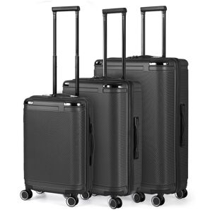 HIKOLAYAE Marathon Lakeside Nested Hardside Luggage Set in Dark Gray, 3 Piece - TSA Compliant