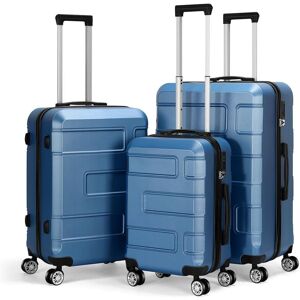 HIKOLAYAE 3 Piece Hardside Spinner Luggage Sets with TSA Lock, Blue