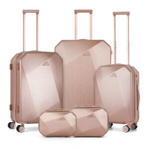 HIKOLAYAE New Kimberly Nested Hardside Luggage Set in Elegant Rosegold, 5 Piece - TSA Compliant