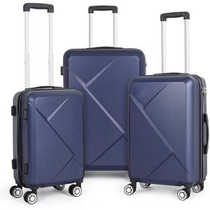 HIKOLAYAE Marathon Lakeside Nested Hardside Luggage Set in Slate Blue, 3 Piece - TSA Compliant