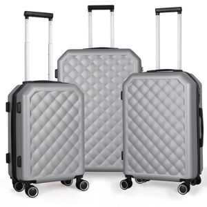 HIKOLAYAE Big Cottonwood Nested Hardside Luggage Set in Bright Silver, 3 Piece - TSA Compliant