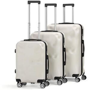 HIKOLAYAE 3 Piece Hardside Spinner Luggage Sets with TSA Lock, White Gray