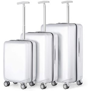 HIKOLAYAE Grand Creek Nested Hardside Luggage Set in White, 3 Piece - TSA Compliant