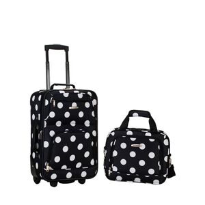 Rockland Fashion Expandable 2-Piece Carry On Softside Luggage Set, Black Dot