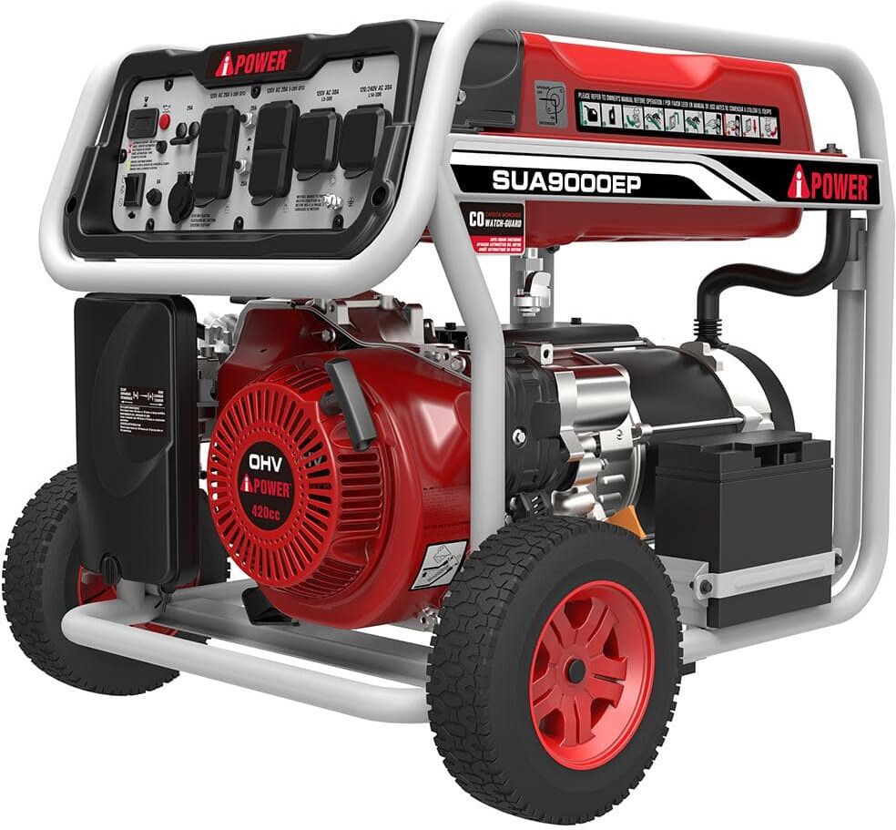 A-iPower 9000-Watt Electric Start Gasoline Powered Portable Generator with 420cc OHV Engine and CO Sensor Shutdown