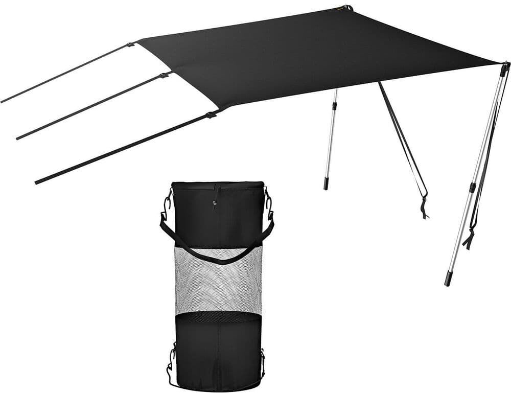 VEVOR T-Top Sun Shade Kit 6 ft. x 5 ft. T-top Extension Kit UV-Proof 600D Polyester with Telescopic Poles for Bimini Top