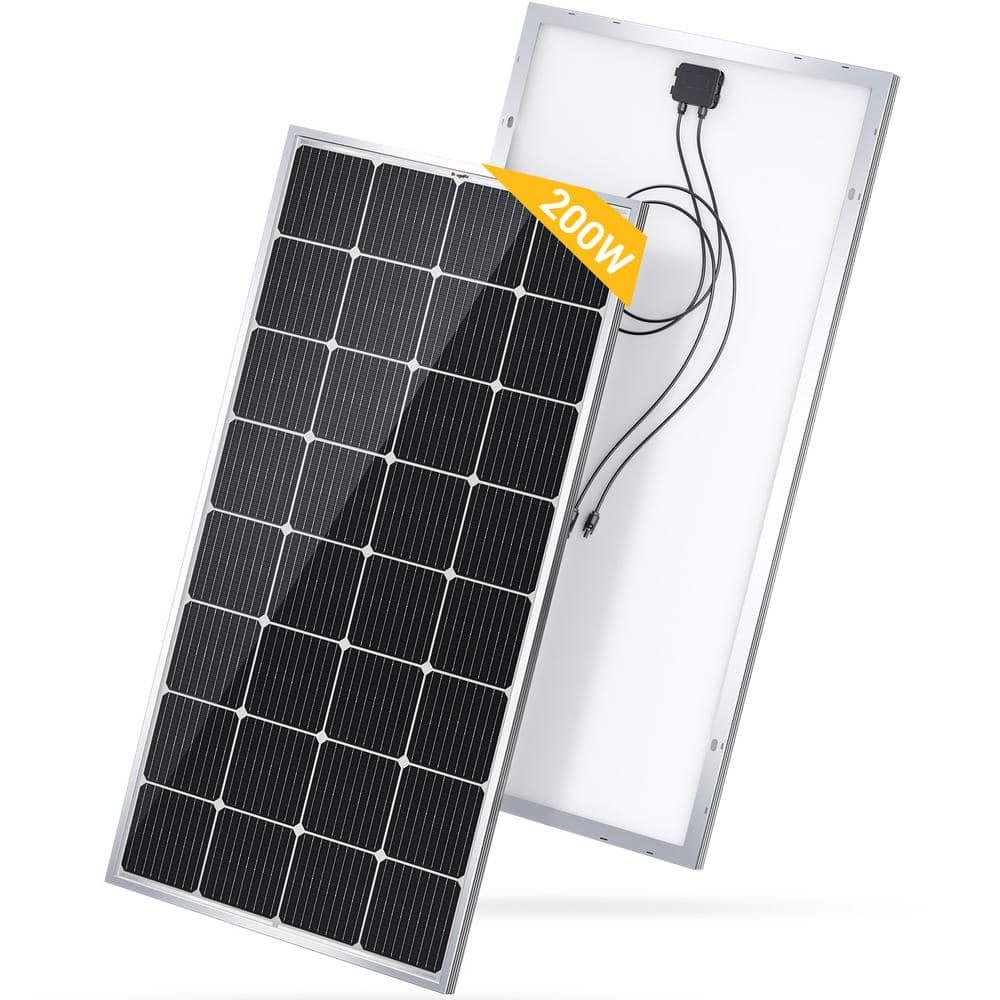 BougeRV 200-Watt 12-Volt Monocrystalline Solar Panel for RV Camping Home Boat Marine Off-Grid