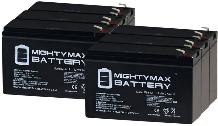 MIGHTY MAX BATTERY 12V 9Ah SLA Battery for Razor Dune Buggy Model # 25143511 - 6 Pack