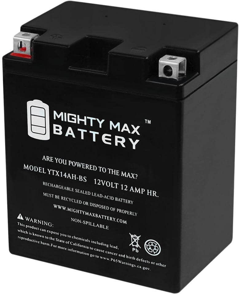 MIGHTY MAX BATTERY YTX14AH-BS 12V 12Ah Battery Replacement for YTX14AHBS AGM Motorcycle