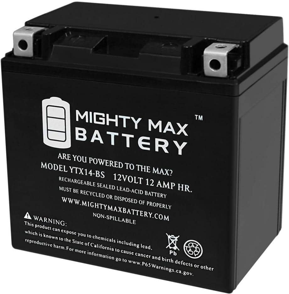 MIGHTY MAX BATTERY YTX14-BS High Performance - Maintenance Free - AGM Motorcycle Battery