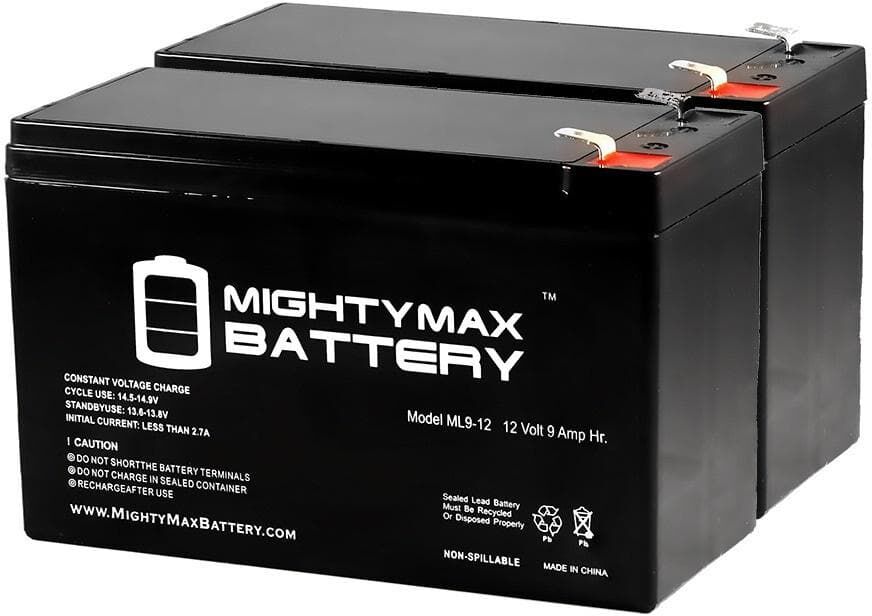 MIGHTY MAX BATTERY 12V 9Ah SLA Battery for Razor Dune Buggy Model # 25143511 - 2 Pack