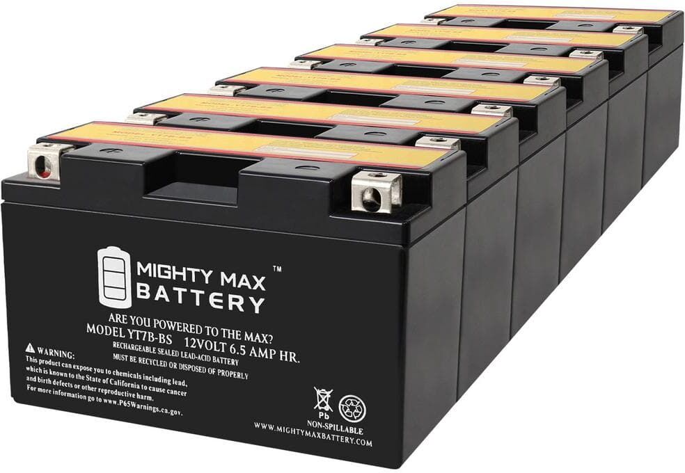 MIGHTY MAX BATTERY YT7B-BS -12 Volt 6.5 AH, 110 CCA, Rechargeable Maintenance Free SLA AGM Motorcycle Battery (4)