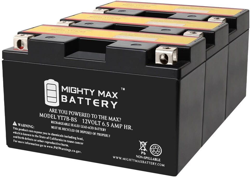 MIGHTY MAX BATTERY YT7B-BS -12 Volt 6.5 AH, 110 CCA, Rechargeable Maintenance Free SLA AGM Motorcycle Battery (3)