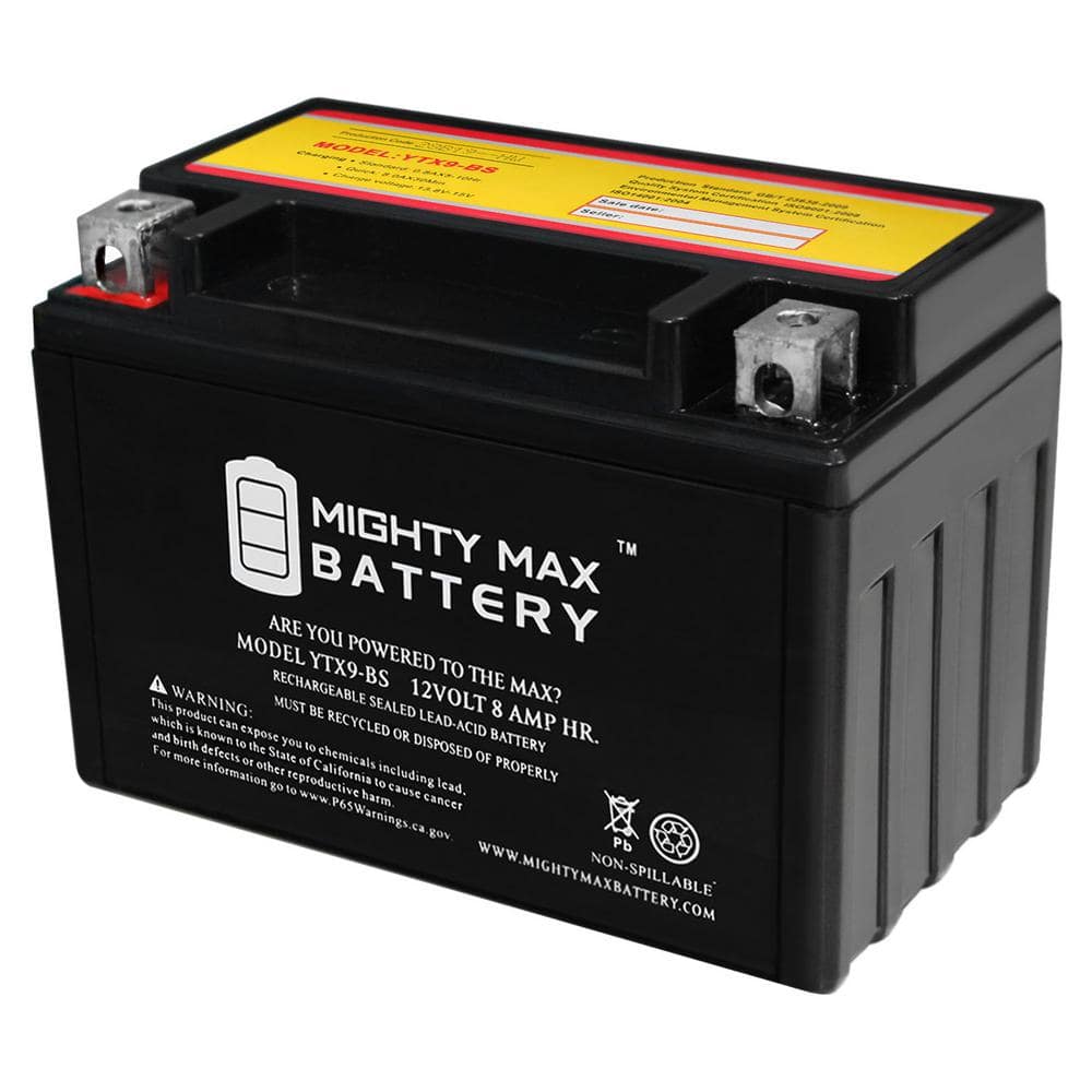 MIGHTY MAX BATTERY YTX9-BS Replaces Motorcycle Scooter AGM Maintenance Free Battery