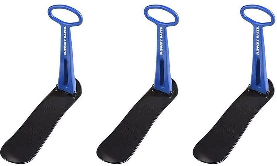 Slippery Racer Kids Foldable Outdoor Winter Ski Scooter Snow Sled, Blue (3-Pack)