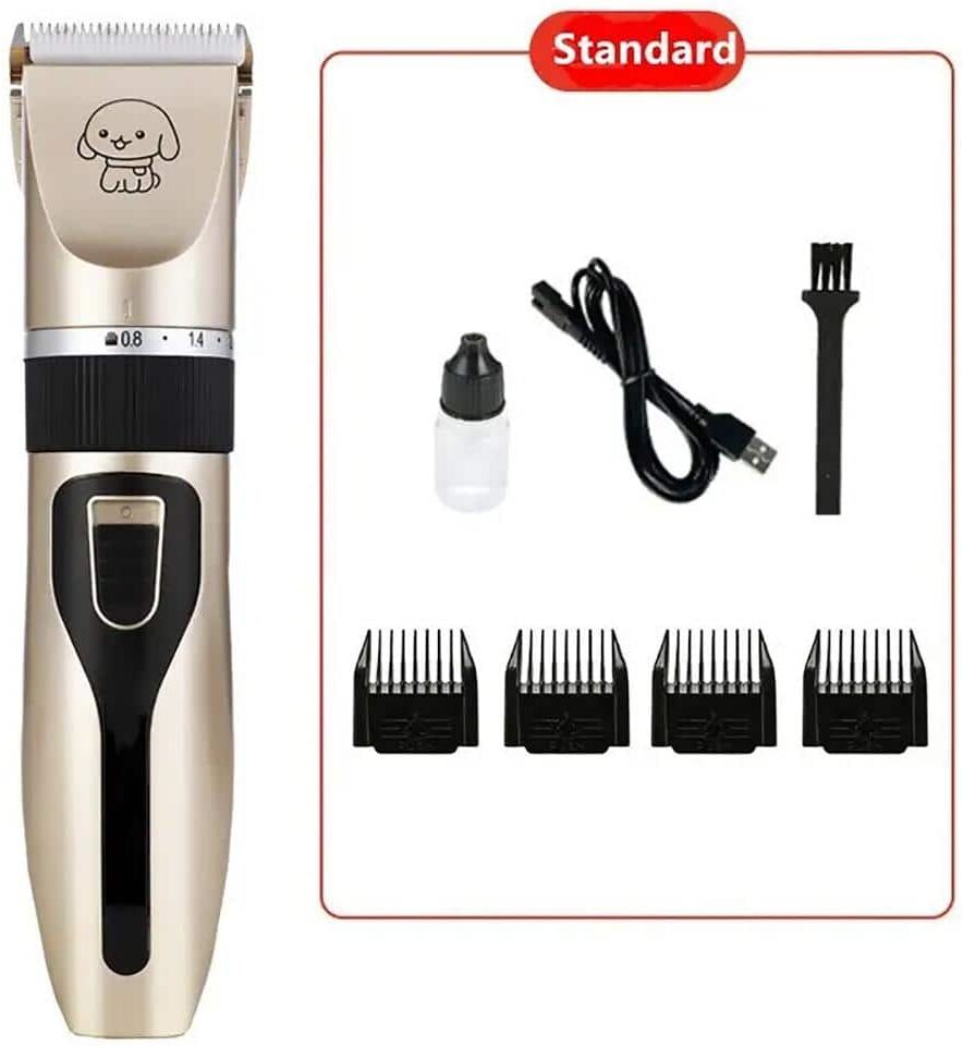 Wellco Pet Grooming Kit Electric Shaver Nail Clipper Scissors Nail File Hair Comb Brush Set with USB Cable