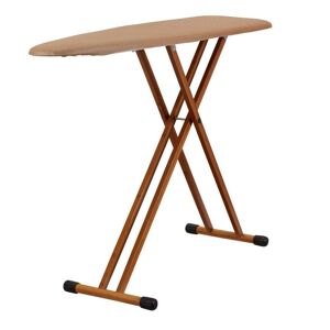 HOUSEHOLD ESSENTIALS Bamboo Leg Ironing Board, 4-Leg, Black Foot Caps in Beige