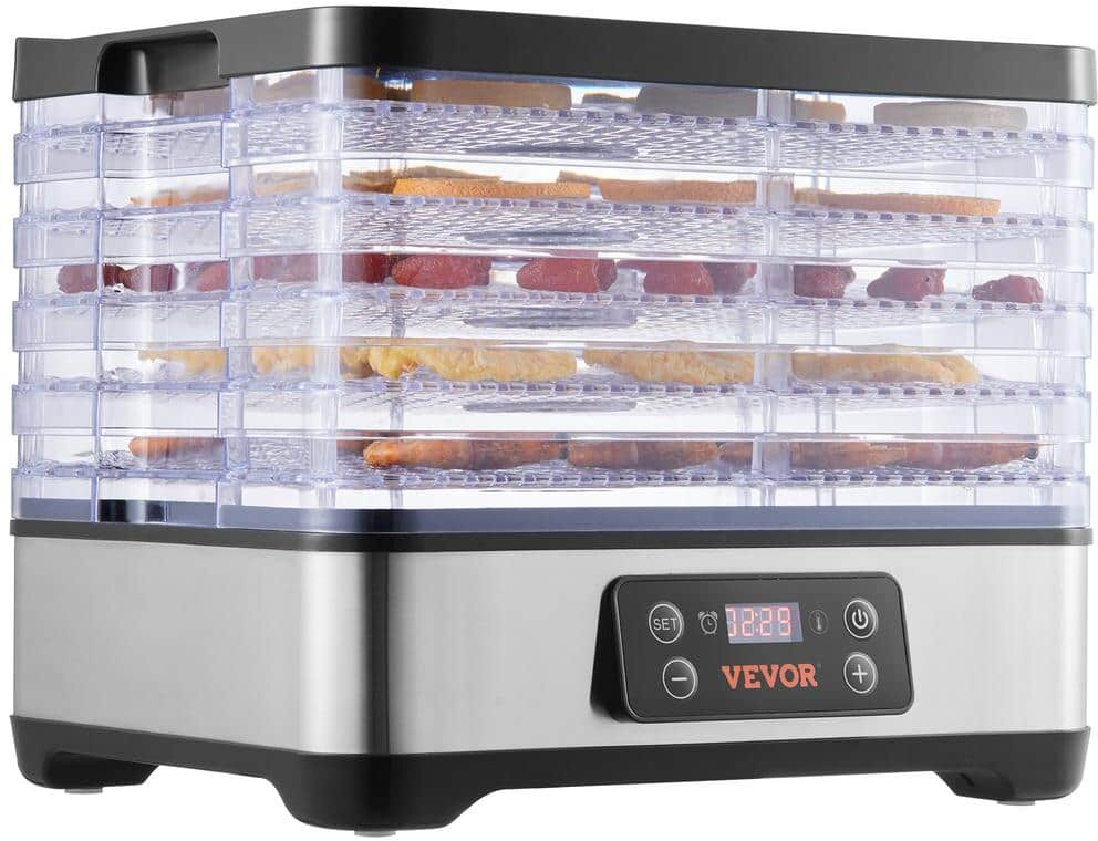 VEVOR Food Dehydrator Machine 5-Tray Fruit Black Dehydrator 300W Electric Food Dryer