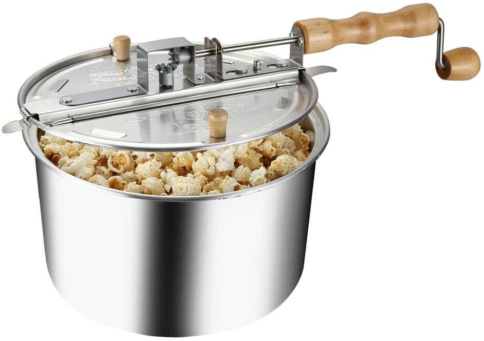 GREAT NORTHERN 0W 6 qt. Wood and Aluminum Stovetop Popcorn Popper Machine