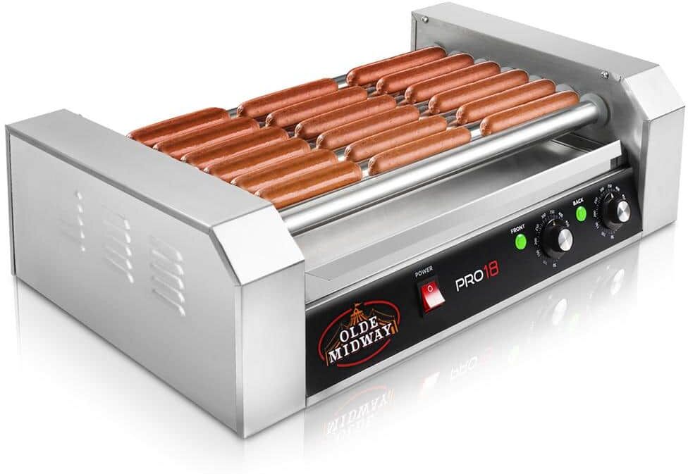 Grill with Precision: Electric Grills for the Ultimate Indoor and Outdoor BBQ: Top 10 Picks & Buyer's Guide 23 Olde Midway 167 sq. in. Stainless Steel Indoor Grill Hot Dog and Sausage Electric Countertop Cooker Machine with 7-Rollers