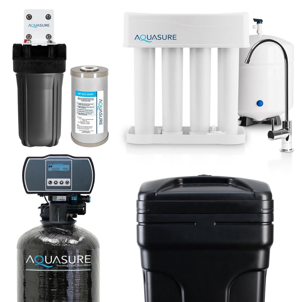 AQUASURE Whole House Filtration with 48,000 Grain Water Softener, Reverse Osmosis System and Sediment-GAC Pre-filter