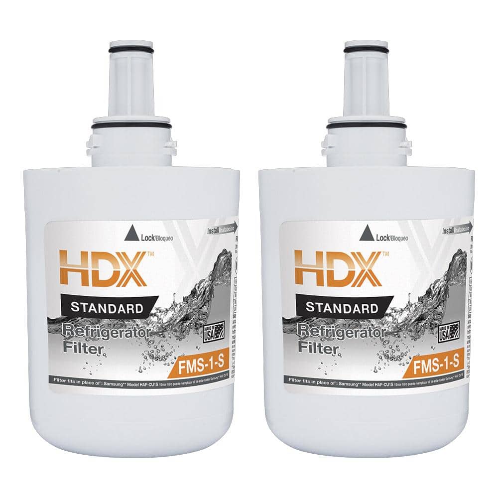 HDX FMS-1-S Standard Refrigerator Water Filter Replacement Fits Samsung HAF-CU1S (2-Pack)