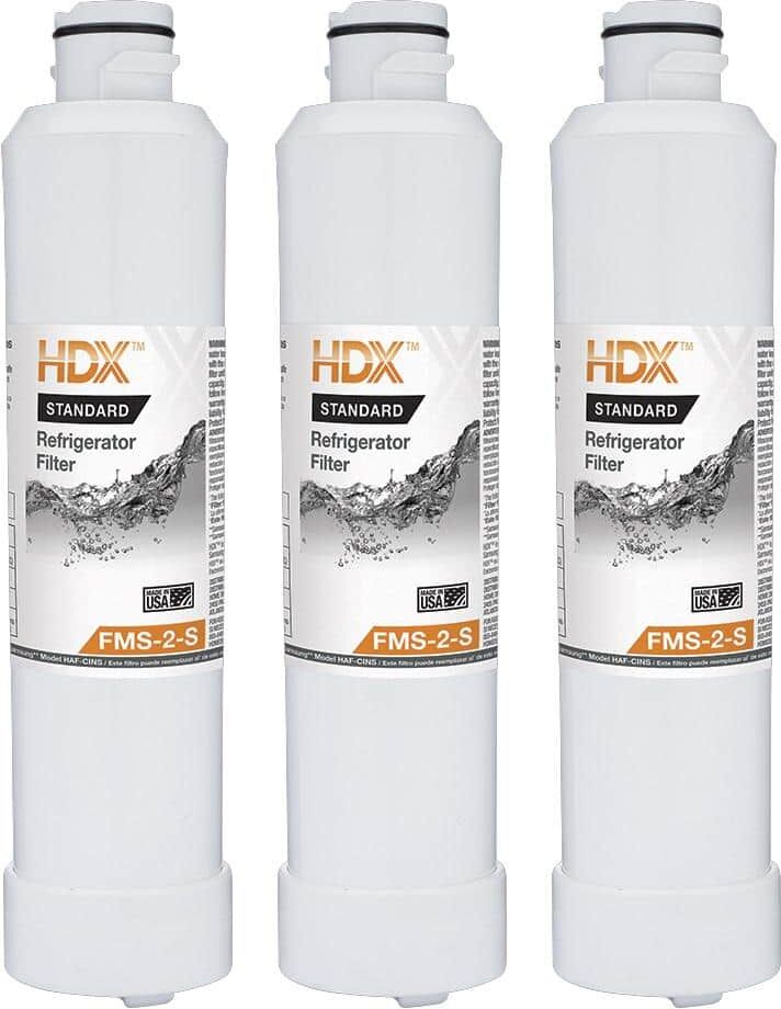 HDX FMS-2-S Standard Refrigerator Water Filter Replacement Fits Samsung HAF-CINS (3-Pack)