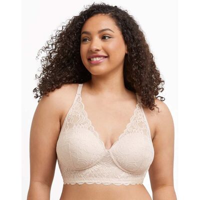 Maidenform Lightly Lined Convertible Lace Bralette Sandshell Bloom 36D Women's Maidenform Lightly Lined Convertible Lace Bralette Sandshell Bloom 36D Women's