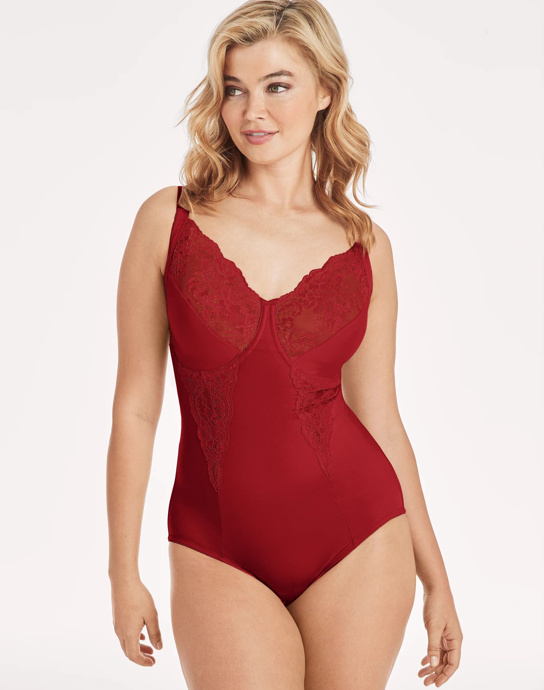 Maidenform Ultra-Firm Body Shaper with Built-In Underwire Bra Vintage Car Red 36C Women's