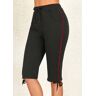 unsigned Black High Waisted Knee Length Drawastring Leggings
