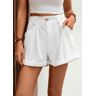 unsigned White Pocket Button Fly High Waisted Shorts