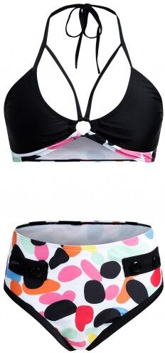 unsigned Rainbow Color Polka Dot High Waist Bikini Set