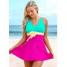 unsigned Color Block Wide Strap Swimdress and Shorts