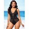 unsigned Hollow Design Tie Back Black One Piece Swimwear