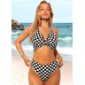 unsigned Color Block High Waisted Checkered Print Bikini Set