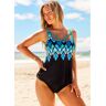 unsigned Tribal Print Strappy Front Blue Tankini Top