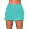 unsigned Layered High Waisted Cyan Swim Skirt