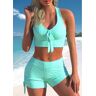 unsigned Criss Cross Bowknot Mint Green Bikini Top